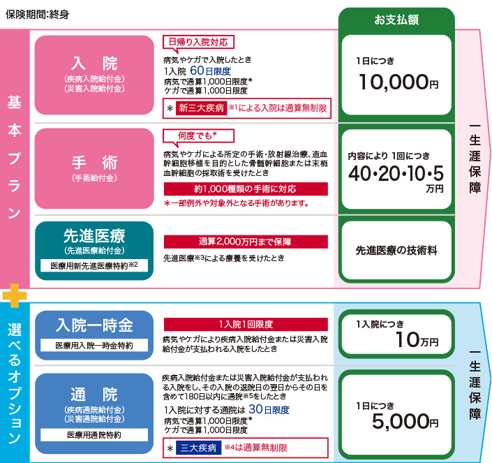 健康のお守り 医療Ⅰ 型：保障内容10.000円プラン