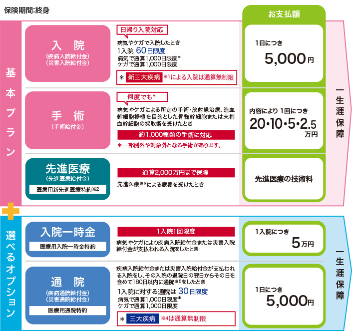 健康のお守り　医療Ⅰ 型：保障内容5.000円プラン