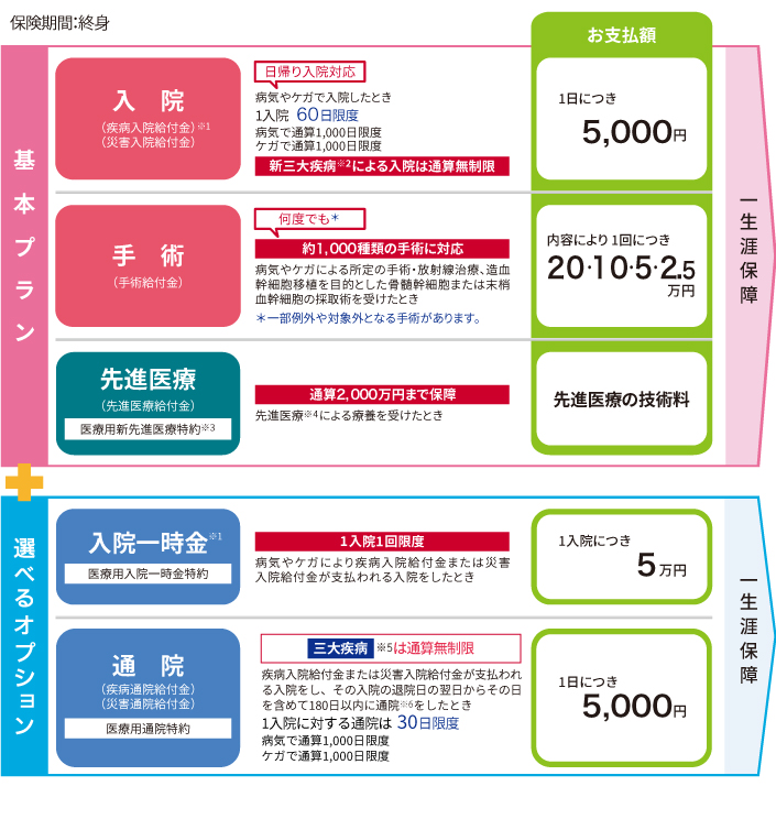 健康のお守り　医療Ⅰ 型：保障内容5.000円プラン