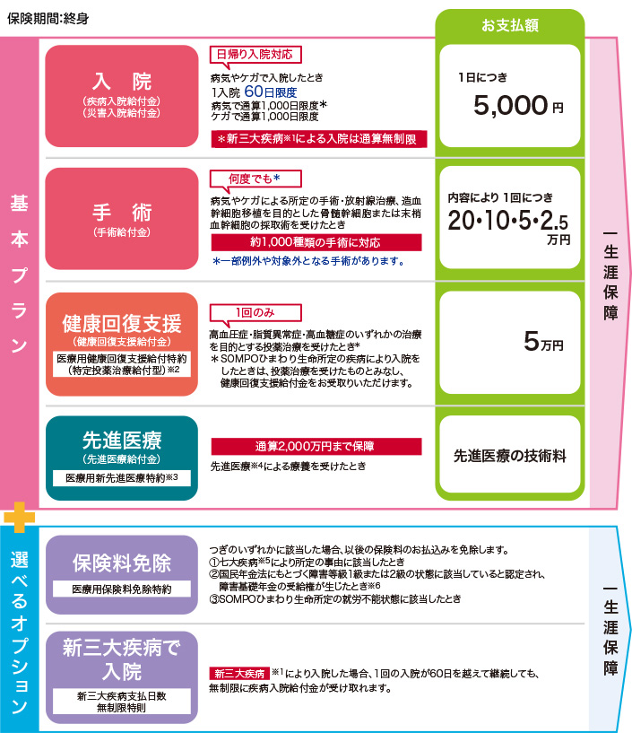 健康のお守り 医療Ⅰ型：保障内容5.000円プラン